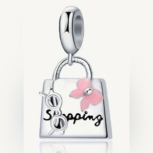 Silver Shopping Bag Dangle Charm for Pandora Braclets